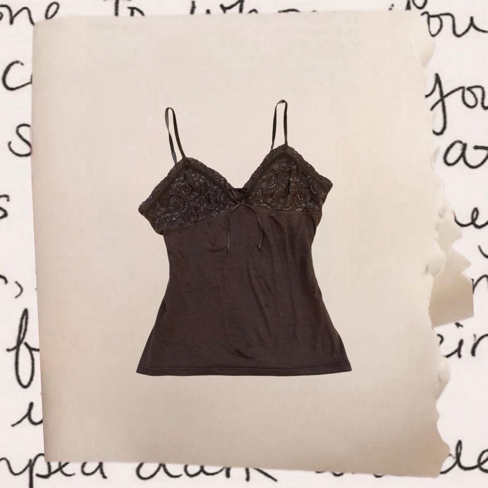 lace trim bow accent floral applique camisole